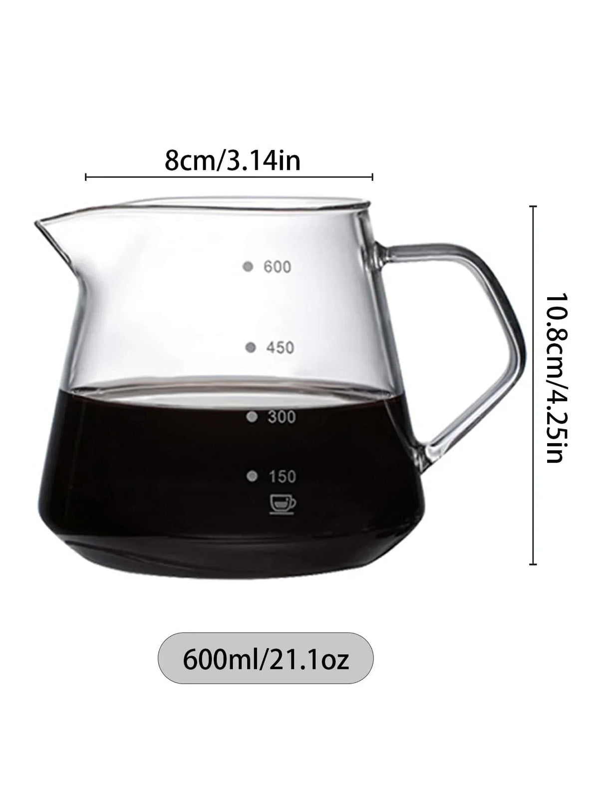filtre carafe verre rayures verticales moderne ensemble 600ml 300ml transparent