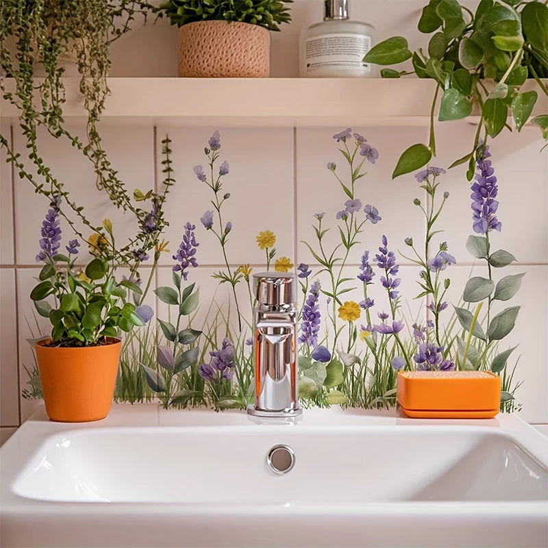 sticker mural fleurs plantes fruits exotiques coraux adhésif amovible résistant eau naturel exotique salon