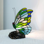 lampe poser moderne papillon verre coloré art deco multiple couleurs interrupteur câble daluminium