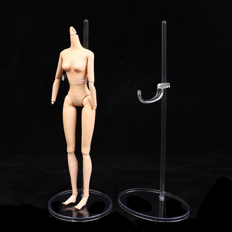 support poupée articulé plastique beige classique figurines 1/6 tringle base circulaire transparent