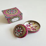 bougies parfumées cire soja parfum mandala boho chic bleu rose noir blanc aromathérapie