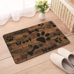 tapis absorbant antidérapant animaux violet bleu noir motif patte chien woof os floral
