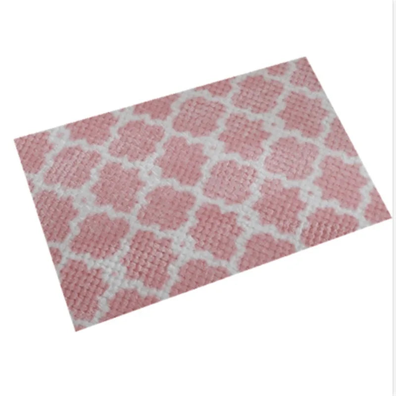 tapis géométrique polyester antidérapant imperméable rose clair gris vert pastel bleu moderne intérieur extérieur