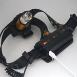 lampe frontale rechargeable led noir orange bleu vert gris moderne pratique ceinture ajustable deux