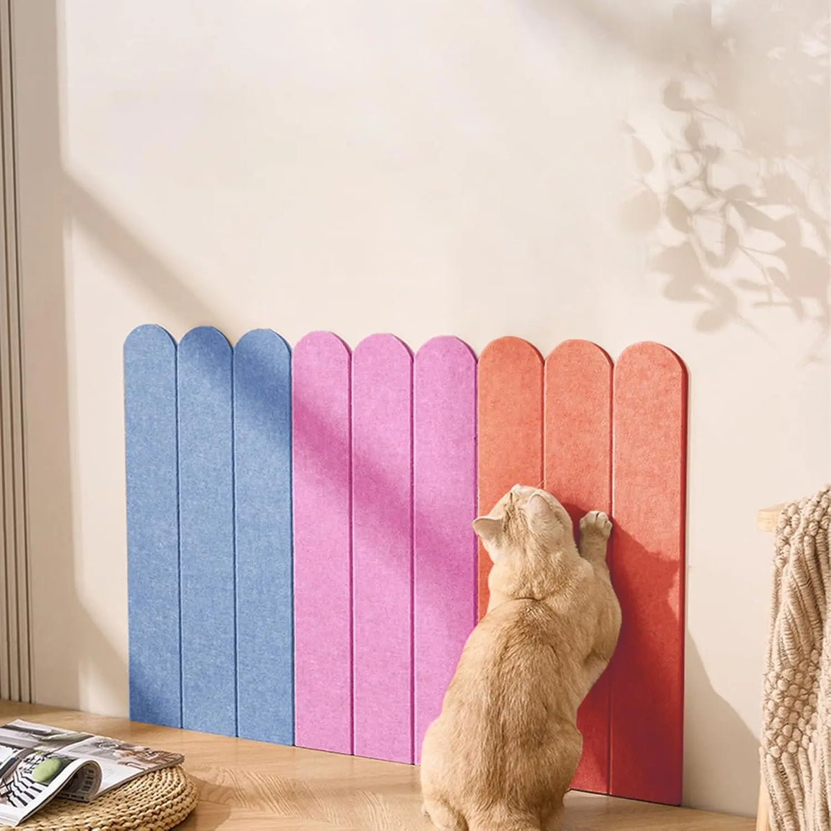 protecteur mur chat vert marron clair beige adhésif texture douce moderne pièces 12 24