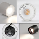 Spot lumineux moderne LED 12W blanc noir anti éblouissement détecteur mouvement 3000K 4000K 6000K