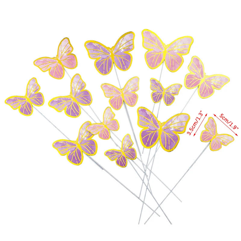 décoration gâteau papillon doré clips festif anniversaire transparent rose blanc
