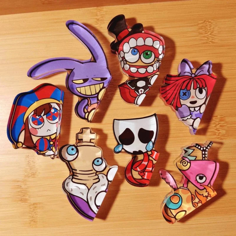 sticker table protection angle acrylique dessins animés yeux colorés sourires chapeaux accessoires violet rouge