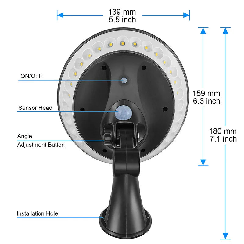 lampe solaire moderne noire détecteur mouvement ip65 led 139mm 159mm