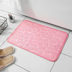 tapis bain rose clair gris texture galet velours moderne antidérapant microfibre salle bain