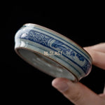 boîte thé bleu blanc rouge peinture chinoise artisanale tasse inclusion montagne fleur