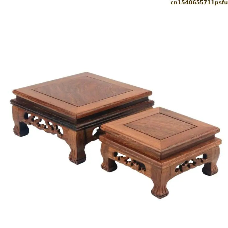support bonsaï bois rose texture naturelle classique plateau carré fleurs décoration intérieure