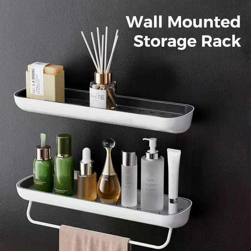 étagère murale adhésive moderne gris clair étagères barre fixation cosmétiques salle bain