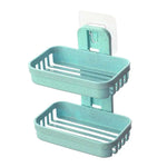 support savon adhésif moderne bleu rose beige texture granulée salle bain pratique amovible double