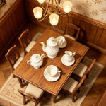 service thé miniature blanc motifs floraux classiques poupées accessoires décoration théière tasse soucoupe