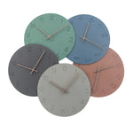horloge murale moderne vert menthe bleu gris rouille minimaliste aiguille quartz 29cm bois texturé