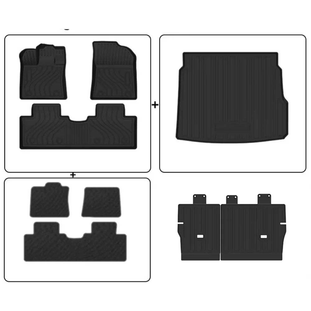 tapis sol voiture noir rayures horizontales surface rugueuse moderne résistant eyelets six pièces