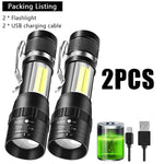 lampe torche noire rechargeable zoomable lumières led modes strobe campingurgence