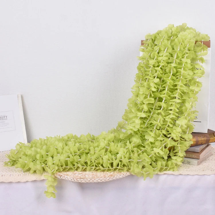 guirlande florale artificielle blanc vert rose jaune mariage décoration intérieure romantique hortensia soie 10