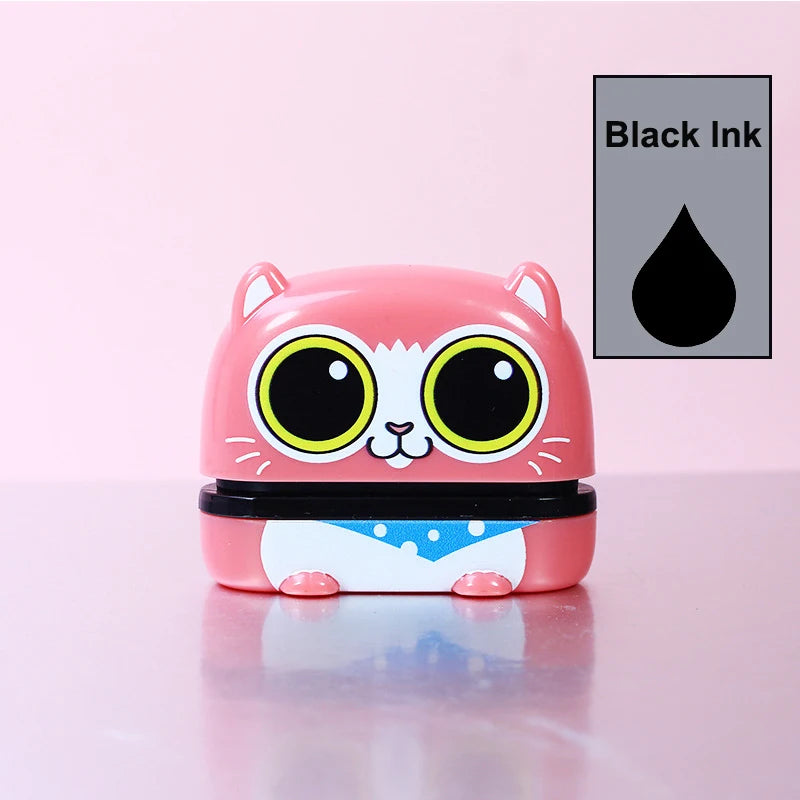timbres personnalisables dessins animés animaux bleu noir rose blanc jaune gris daisyscrição