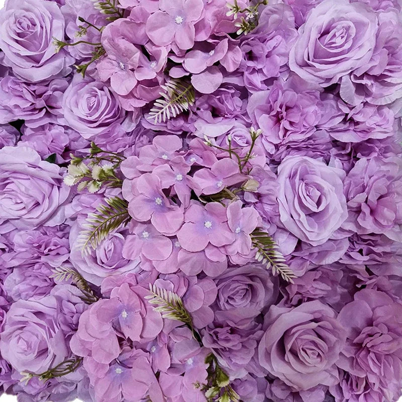 panneaux fleurs artificielles violettes décoratives intérieur mariage anniversaire hydrangeas roses texture naturelle