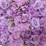 panneaux fleurs artificielles violettes décoratives intérieur mariage anniversaire hydrangeas roses texture naturelle