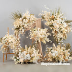 arche decorative boho chic fleurs artificielles blanc beige doré vert