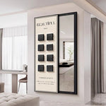 miroir pleine longueur contemporain beige noir abstract pattern cadre aluminium chambre salon decoration