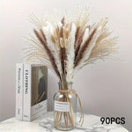 bouquet fleurs séchées naturel plumes pampa beige rustique décoration intérieure anniversaire baby shower mariage