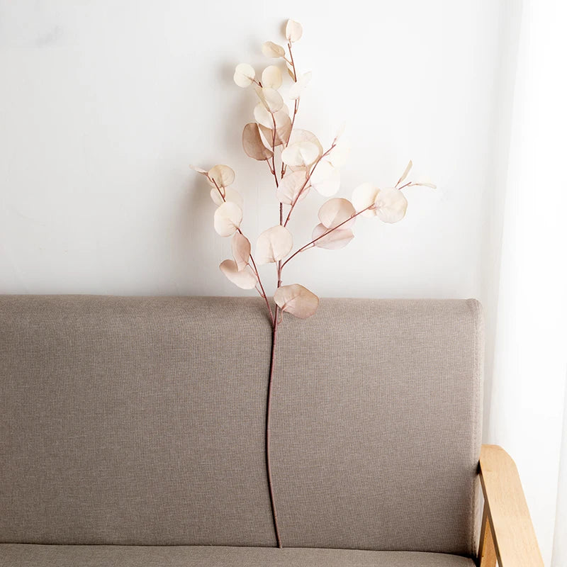 décoration intérieure branche artificielle feuilles rondes couleur automne naturelle minimaliste 87cm