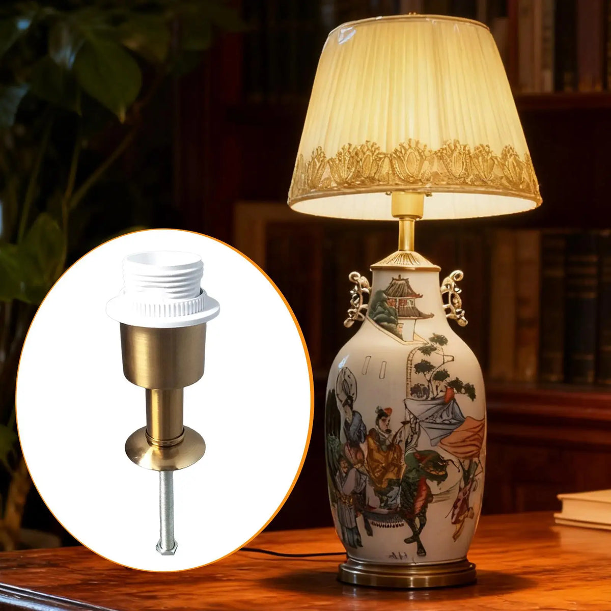 base lampe table blanc doré finition brillante classique vis fixation métal e27
