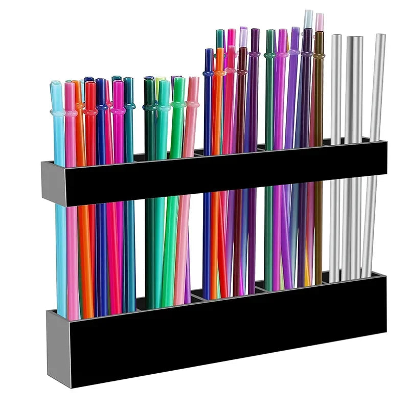 porte pailles acrylique transparent multicolore adhésif réutilisable moderne rangement vaisselle kitchenware organizer