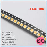 Diodes led smd 3528 blanc jaune rouge rose violet bleu vert 1210 pièces électronique