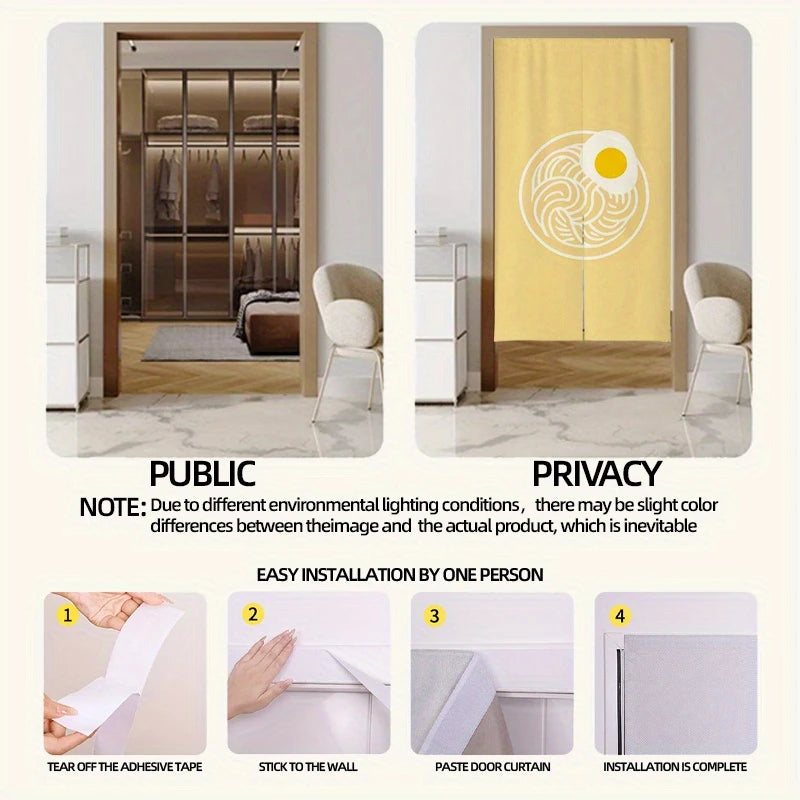 rideau porte moderne minimaliste jaune clair oeuf blanc polyester durable waschbar manageable chambre cuisine