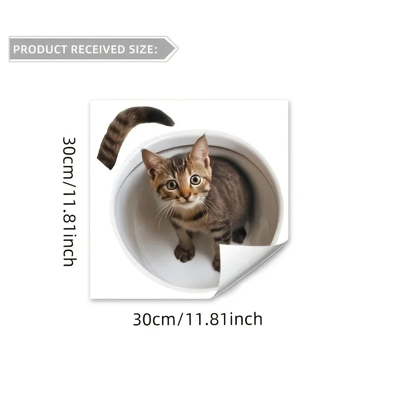 autocollant toilette tapis moderne animal compagnie amovible décoration salle bains pvc blanc 30x30cm