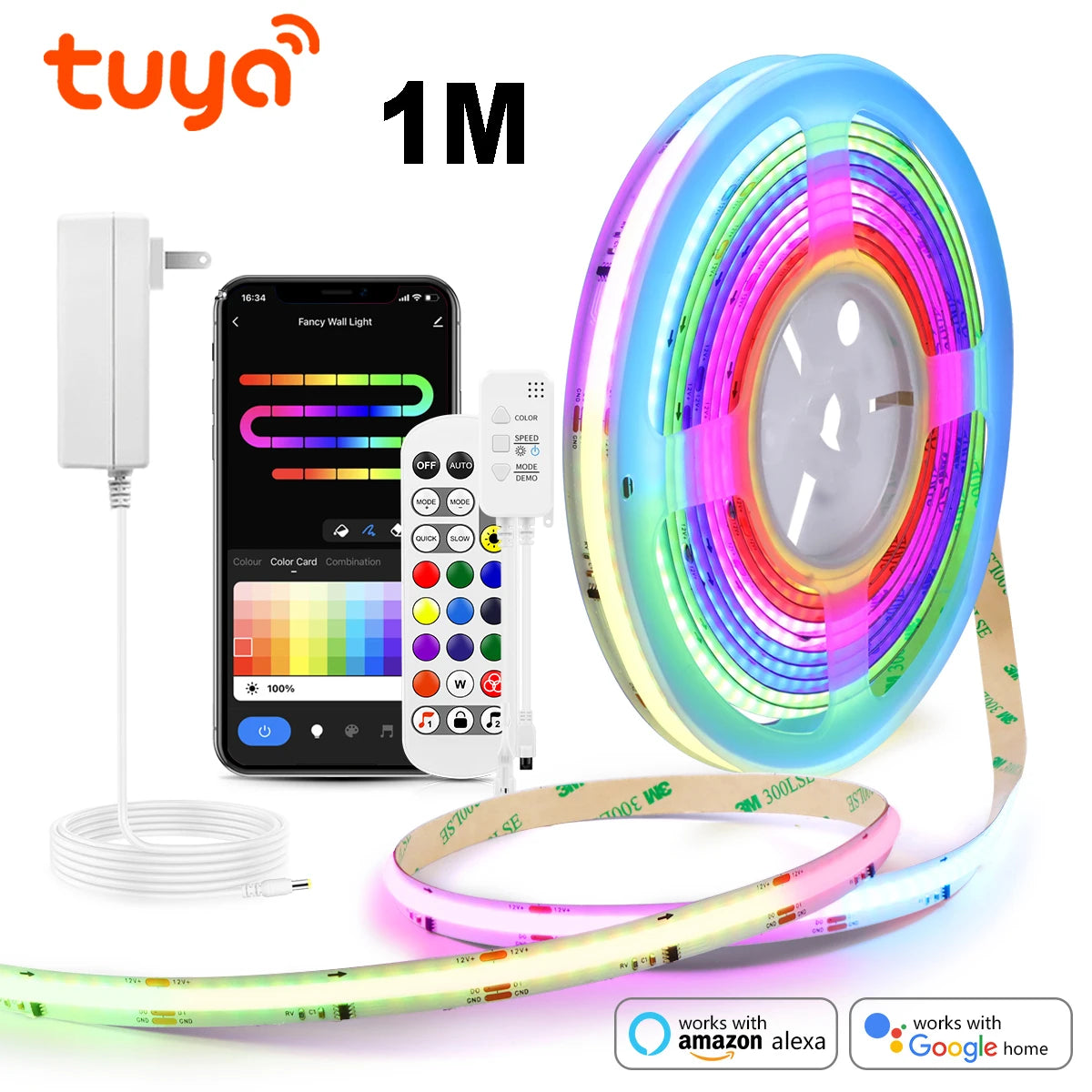 ruban led multicolore moderne 12v wifi contrôlable télécommande application mobile