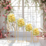 supports fleurs dorés modernes métal structure géométrique 40cm 60cm 80cm 100cm