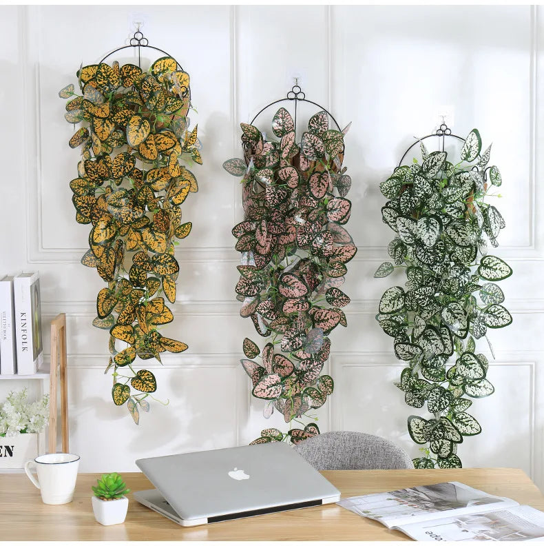 guirlande artificielle feuilles vertes moderne extérieur accrochable 100cm 66feuilles 25cm diameter