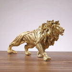 statue lion dorée résine décorative classique brillance maison salon 37x18x9cm