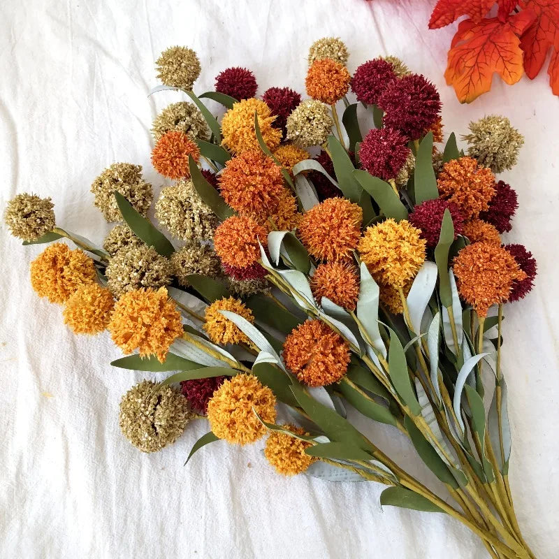 bouquet artificiel naturel orange rouge vert feuilles fleurs gerbera intérieur décoration mariage anniversaire
