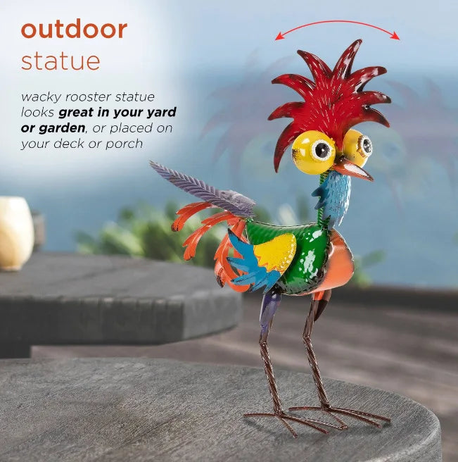 décoration noël métal coq animal couleur oiseau rustique statuette festive pastel