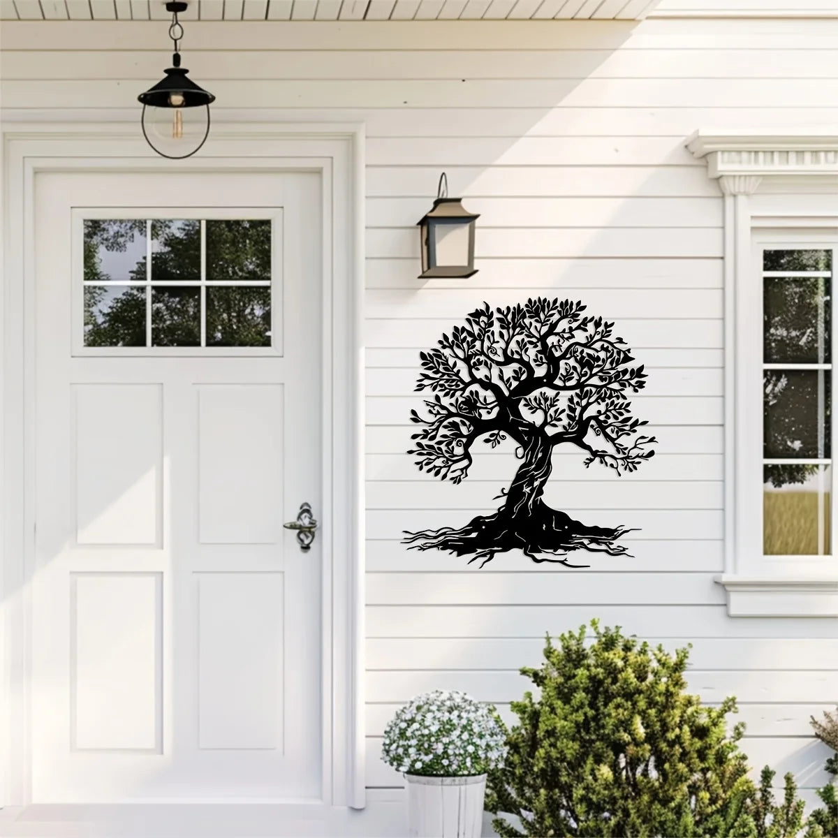sticker mural arbre vie noir branches feuilles art minimaliste contemporain maison living room