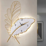 Horloge murale en plumes résine design moderne pour salon