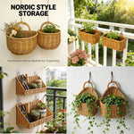 paniers tressés naturels panier suspendu mural rangement fruits légumes crochet scandinave pliable respectueux environnement.storage