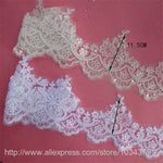 tissu dentelle fleur paillettes blanc rose beige vert mariage translucent brodé polyester 11.5cm