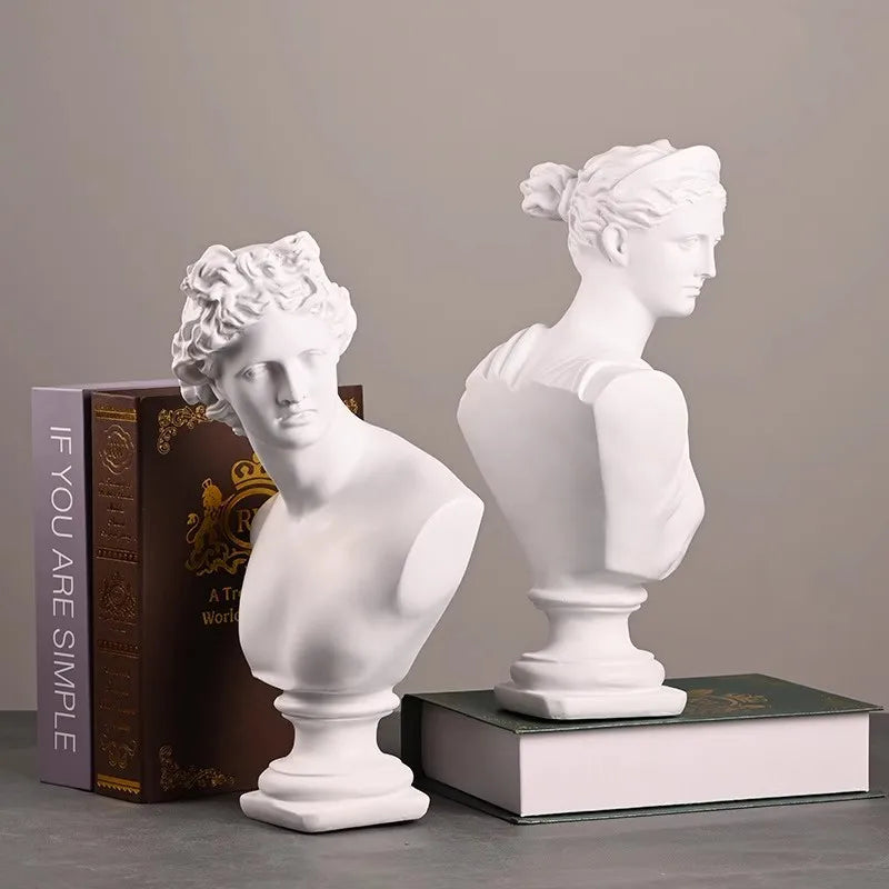 statues antiques blanc buste apollon arthemis sculptures details classiques art grec romain livres papier