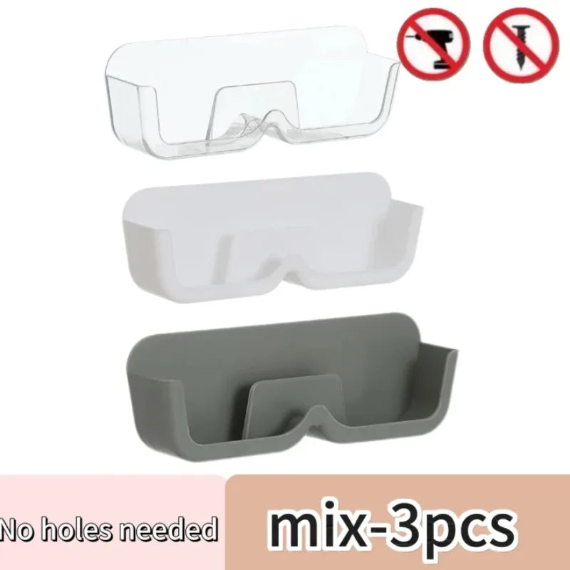 porte lunettes mural adhésif transparent blanc gris moderne rangement anti pression chevet soleil