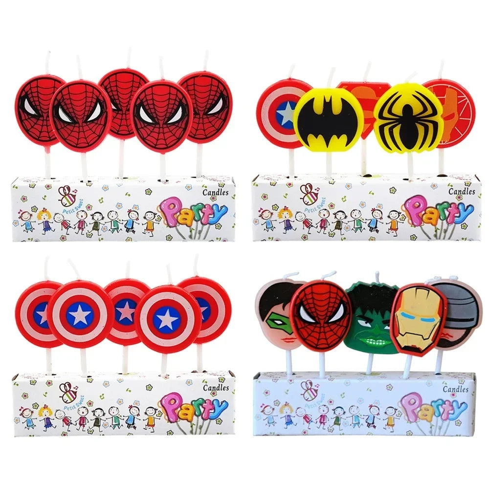 bougies anniversaire super héros spiderman captain america batman hulk iron man decoration gâteau thème
