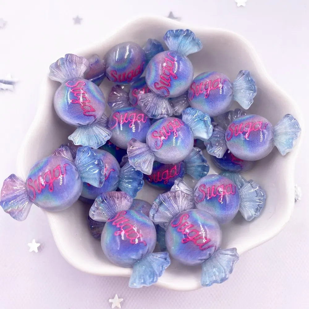 cabochons résine colorée 3d bonbons violet rose bleu jaune gradient brillants scrapbook artisanat
