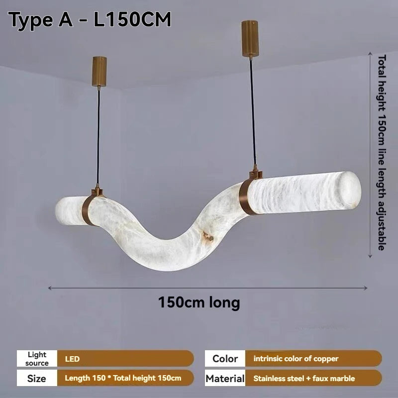lampe suspendue marbrée moderne blanc doré 4500k 3000k 6000k chambre restaurant